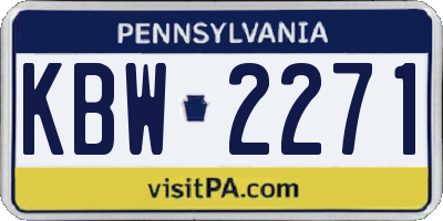 PA license plate KBW2271