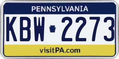 PA license plate KBW2273