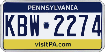 PA license plate KBW2274