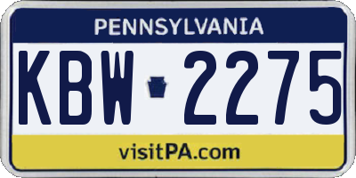 PA license plate KBW2275