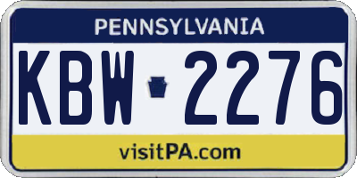 PA license plate KBW2276