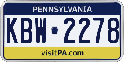 PA license plate KBW2278