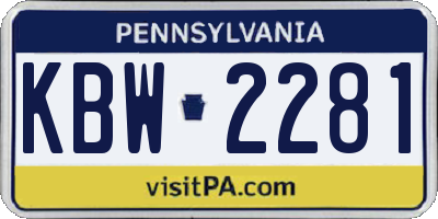 PA license plate KBW2281