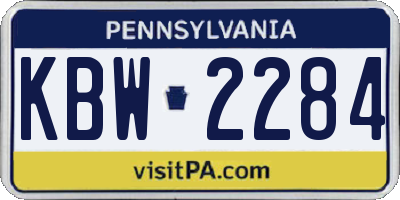 PA license plate KBW2284