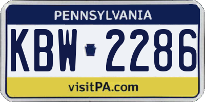 PA license plate KBW2286