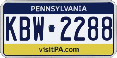 PA license plate KBW2288