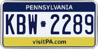 PA license plate KBW2289