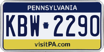 PA license plate KBW2290