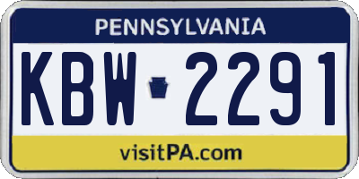 PA license plate KBW2291