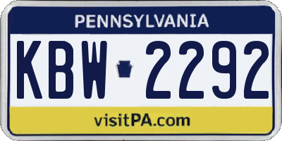 PA license plate KBW2292