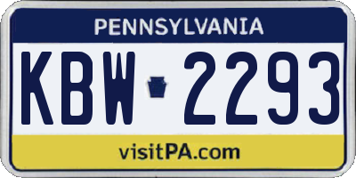 PA license plate KBW2293