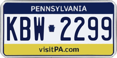 PA license plate KBW2299