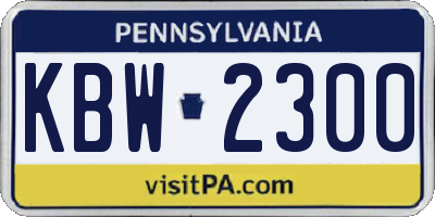 PA license plate KBW2300