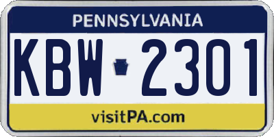 PA license plate KBW2301