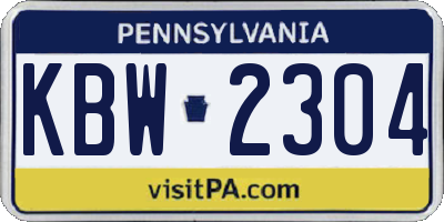 PA license plate KBW2304