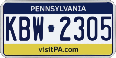 PA license plate KBW2305