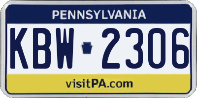 PA license plate KBW2306