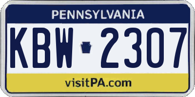 PA license plate KBW2307