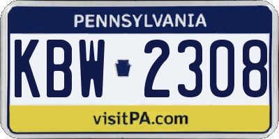 PA license plate KBW2308