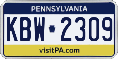 PA license plate KBW2309