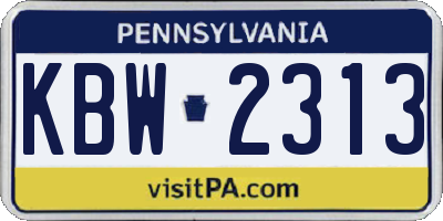 PA license plate KBW2313