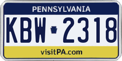 PA license plate KBW2318