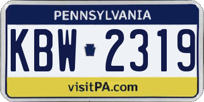 PA license plate KBW2319