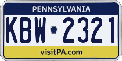 PA license plate KBW2321