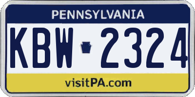 PA license plate KBW2324