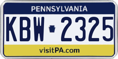 PA license plate KBW2325