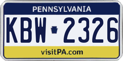 PA license plate KBW2326