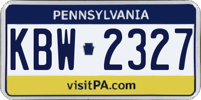PA license plate KBW2327