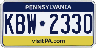 PA license plate KBW2330