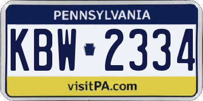 PA license plate KBW2334