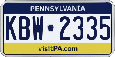 PA license plate KBW2335