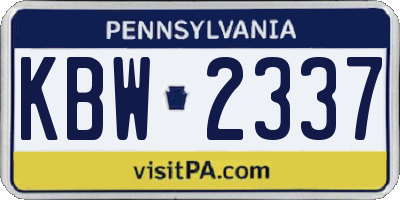 PA license plate KBW2337