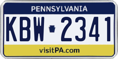 PA license plate KBW2341