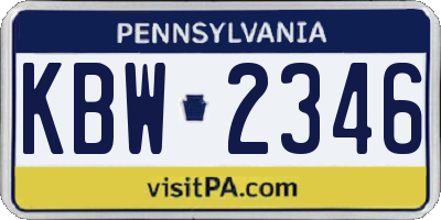 PA license plate KBW2346