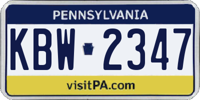 PA license plate KBW2347