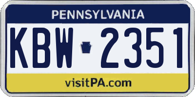 PA license plate KBW2351