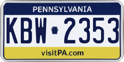 PA license plate KBW2353