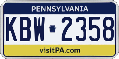 PA license plate KBW2358