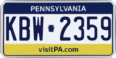 PA license plate KBW2359