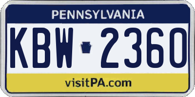 PA license plate KBW2360