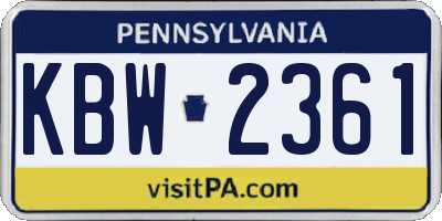 PA license plate KBW2361