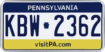 PA license plate KBW2362