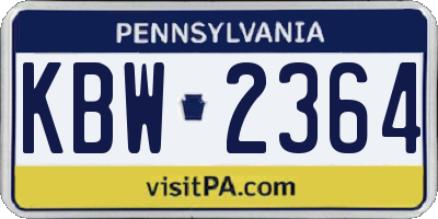 PA license plate KBW2364