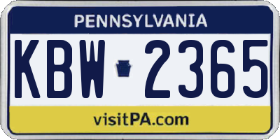 PA license plate KBW2365