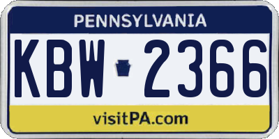 PA license plate KBW2366