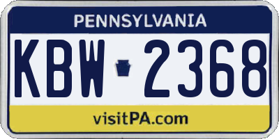 PA license plate KBW2368